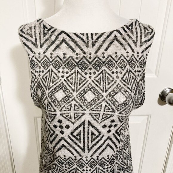 GINGER G Grey geometric print knit tank top ~ Art Deco inspired XS SMALL top - Picture 4 of 13
